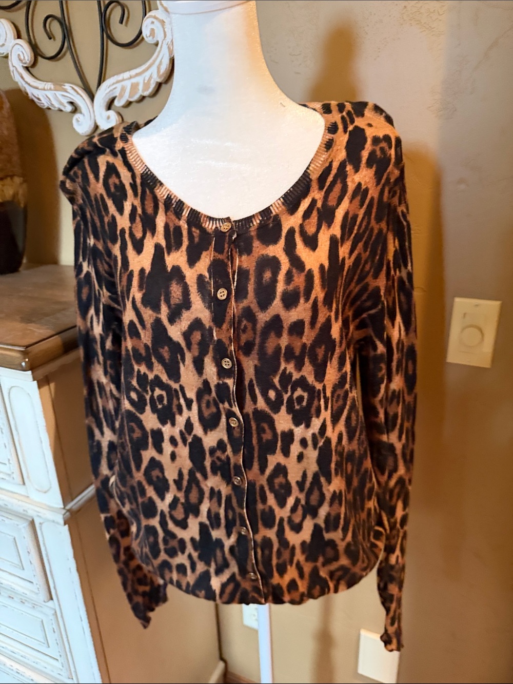 The Limited Leopard Print Cardigan in Brown and Black
